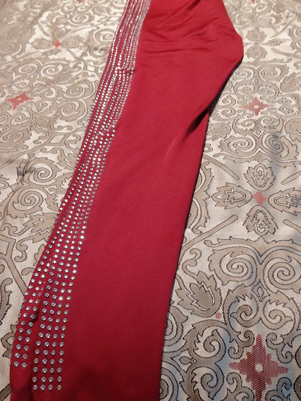 Red Embellished Women’s Stretch Pants